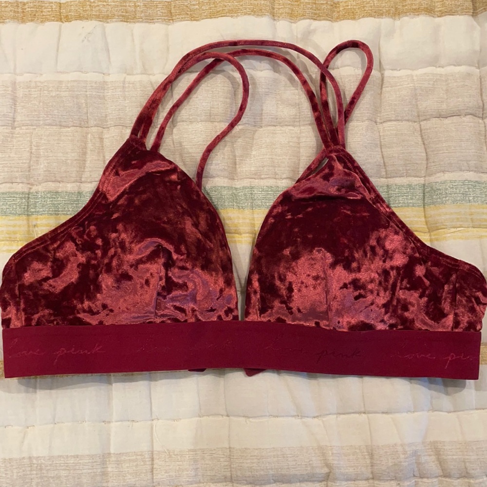Velvet PINK bralette size L